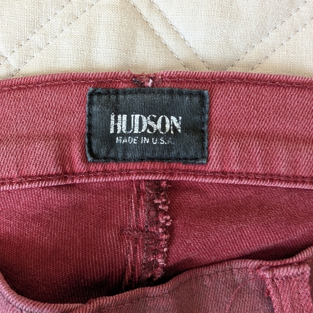 Hudson Nico Cabernet Red Coated Skinny Jeans Mid-Rise Y2K 2010s Size 6/28 - Picture 5 of 16